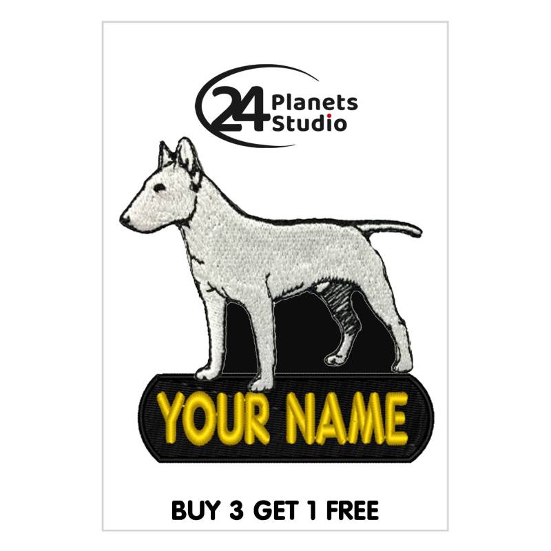 Bull Terrier "Ihr Name" Aufnäher Aufbügler Von 24Planetsstudio Personalisierter Text Bull Terrier "Ihr Name" Aufnäher Aufbügler Von 24Planetsstudio Personalisierter Text von 24PlanetsStudio