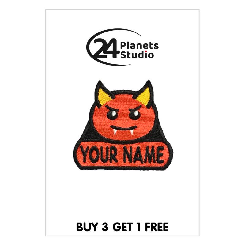 Kleiner Teufel "Dein Name" Aufnäher Von 24Planetsstudio von 24PlanetsStudio