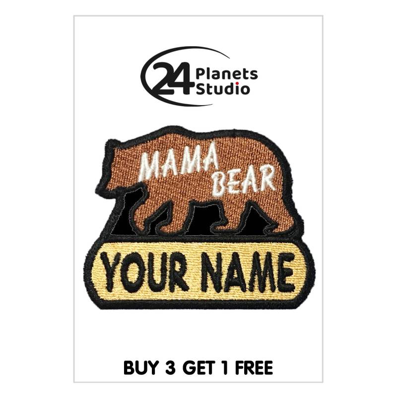 Mama Bär "Dein Name" Aufnäher By 24Planetsstudio Dein Text Personalisiert Diy von 24PlanetsStudio
