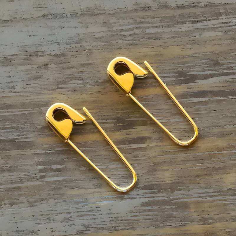 14K Gold Sicherheitsnadel Creolen 3/4 "' | Paar von 24jewels