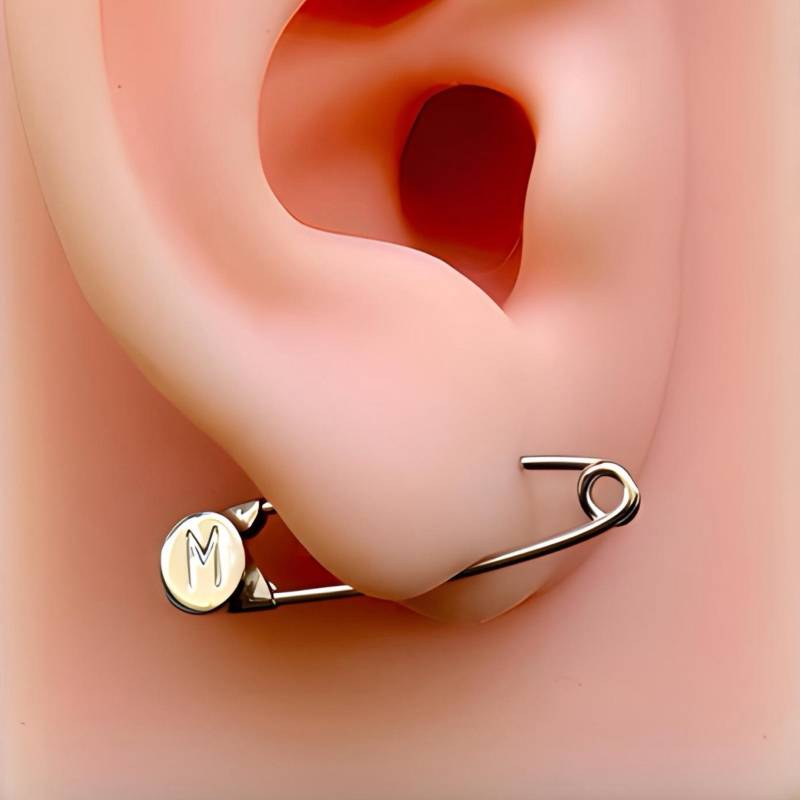 Personalisierte Sterling Silber Sicherheitsnadel Ohrring Benutzerdefinierte Initiale von 24jewels