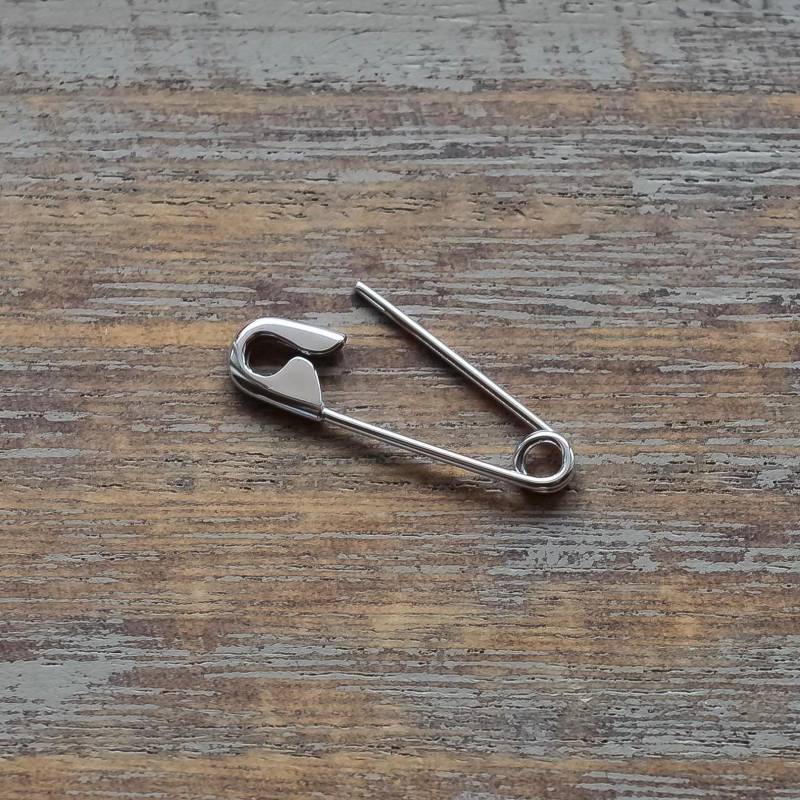 Weiß Gold Sicherheitsnadel Ohrring Handgemachte Punk Goth Knorpel Schmuck 3/4 Zoll von 24jewels