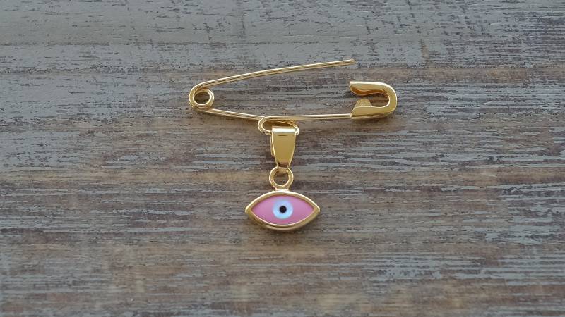 sterling Silber Baby Party Pink Evil Eye Pin Brosche Schutz Charm Taufe Geschenk von 24jewels