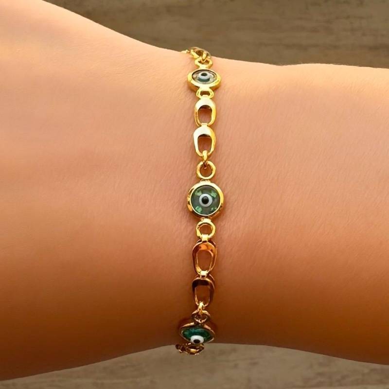 sterling Silber Evil Eye Armband Handgemachter Schutz Schmuck Vergoldet von 24jewels