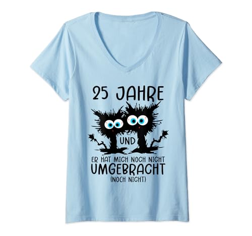 Damen 25 Jahre Verheiratet Silberhochzeit 25 Hochzeitstag T-Shirt mit V-Ausschnitt von 25 Hochzeitstag Silberhochzeit Ehefrau