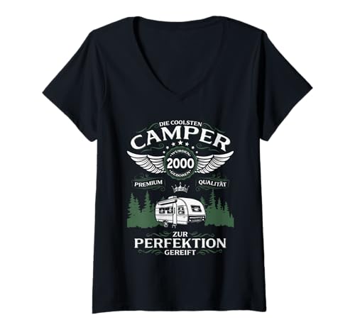 Damen 25. Geburtstag Mann Geschenk Camper Camping 2000 Lustiges T-Shirt mit V-Ausschnitt Damen 25. Geburtstag Mann Geschenk Camper Camping 2000 Lustiges T-Shirt mit V-Ausschnitt von 25 Jahre Camper Sprüche Geschenk Camping Lustig