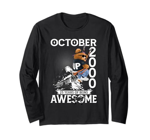 25th Birthday The Bear Legends October 2000 25 Years Old Men Langarmshirt von 25 Years Old Awesome Cool Bear Since October 2000