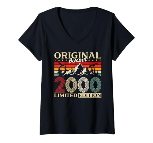 Damen 25. Geburtstag Mann Geschenk Original Oktober 2000 T-Shirt mit V-Ausschnitt Damen 25. Geburtstag Mann Geschenk Original Oktober 2000 T-Shirt mit V-Ausschnitt von 25. Geburtstag Geschenk Original Oktober 2000