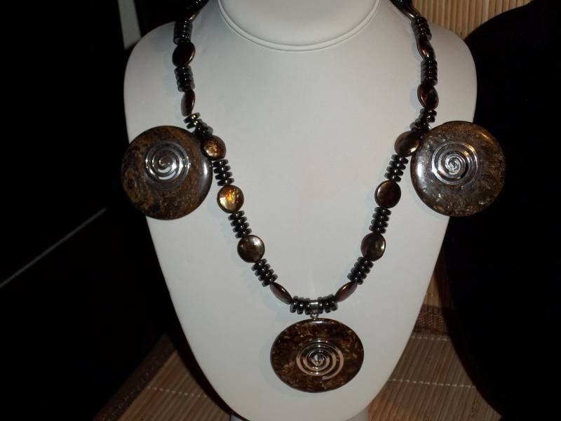 Spiral Bronzit Und Bronze Münze Perle Halskette Ohrring Set Spiral Bronzit Und Bronze Münze Perle Halskette Ohrring Set von 25AMAZINGGRACE