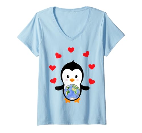 Damen Pinguine sind mein Valentinstag Ich liebe Pinguine Ich liebe Pinguine T-Shirt mit V-Ausschnitt Damen Pinguine sind mein Valentinstag Ich liebe Pinguine Ich liebe Pinguine T-Shirt mit V-Ausschnitt von 25th April Penguin Awareness Day World Penguin Day