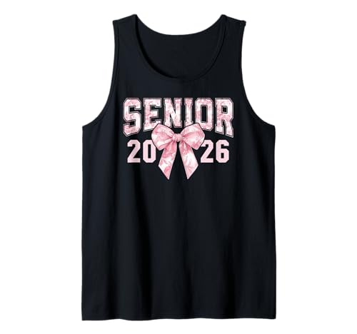 Class of 2026 Coquette Bow Toile Preppy Girly für Senioren mit Blumenmuster Tank Top von 26 Senior 2026 Graduation 26 Grad Girly Girl Women