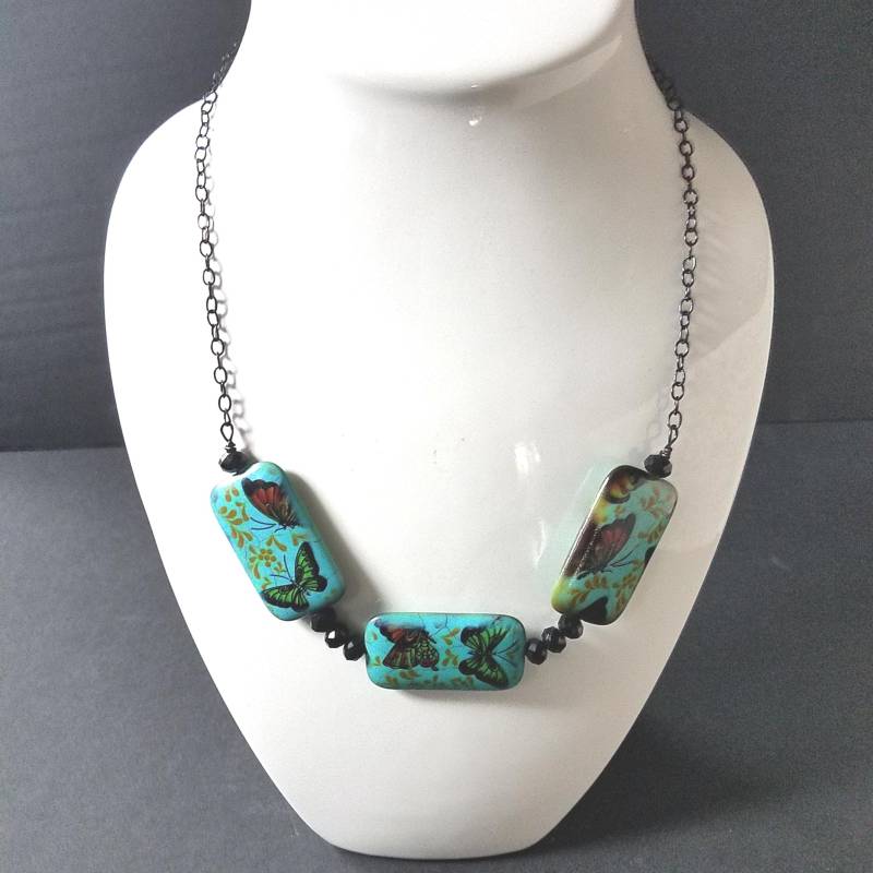 Keramik Schmetterling Halskette von 27SeahorsesVantiques