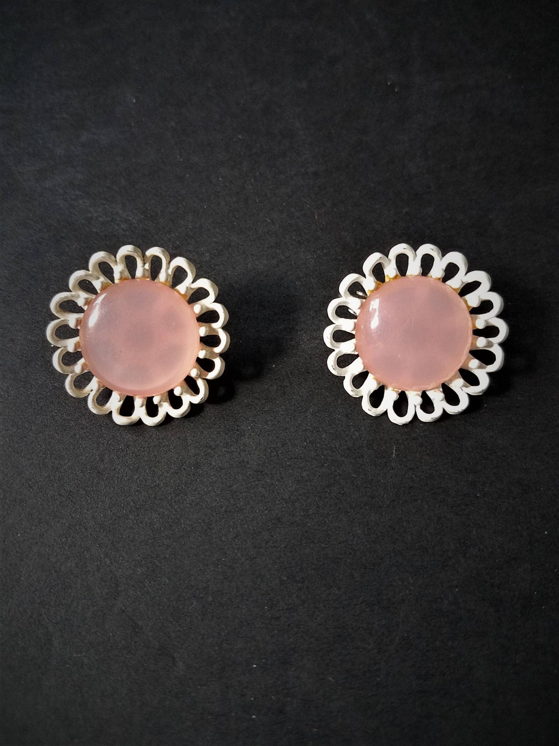 Vintage Rosa Blumen Ohrclips Vintage Rosa Blumen Ohrclips von 27SeahorsesVantiques