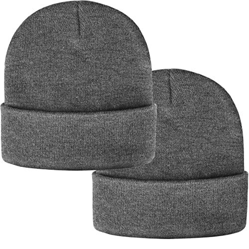 2 Stück Classics Beanie Mütze Herren Damen,Unisex Wintermütze,Knit Cuffed Beanie Hat,Dehnbar Weiche Strickmütze für läuft Autofahren Radfahren Arbeiten Outdoor (Dunkelgrau und Dunkelgrau,2 Stück) von 29 IYEBRAO