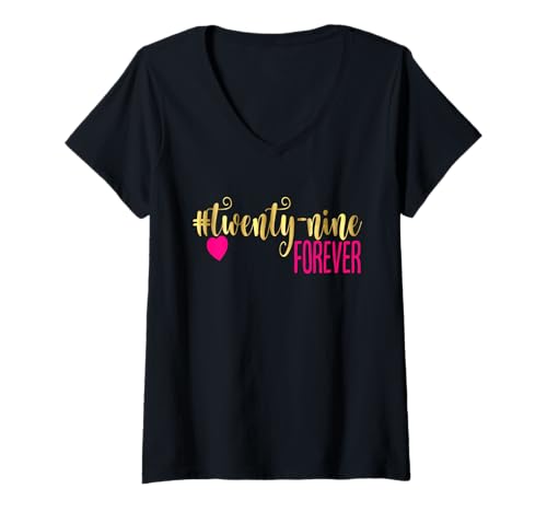 Damen 29. Geburtstag Party Frauen Rosa Herz Twenty Nine Forever 29 T-Shirt mit V-Ausschnitt Damen 29. Geburtstag Party Frauen Rosa Herz Twenty Nine Forever 29 T-Shirt mit V-Ausschnitt von 29th Birthday Tees NYC