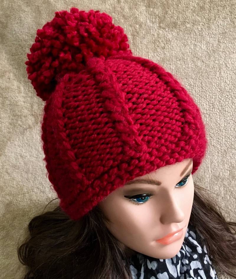 Frauen Hut Hand Stricken Großen Pom Wolle Mischung Alpaka Garn Beanie Wintermütze Schönes Geschenk Gemacht von 2CROWNS