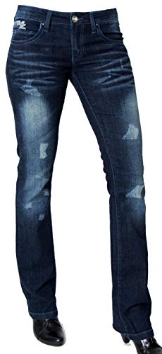 2Chilly Damen Jeans Leguan Women Slim Straight Destroyed only darkblue Finale Sale Ausverkauf (W27/L32) von 2Chilly