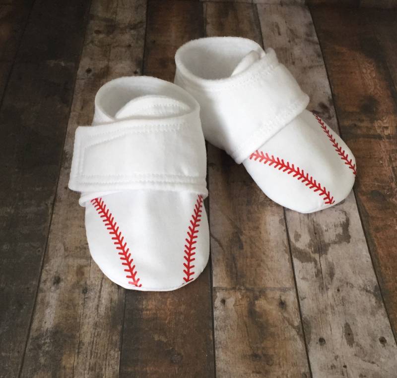 Baseball Babyschuhe | Weiße Mit Roten Nähten Neugeborenen Größe Bis 4T von 2Fab