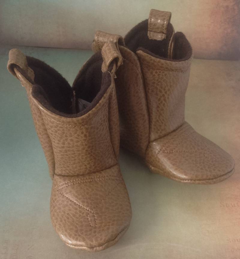 Hellbraune Leder Baby Cowboy Boots | Cowgirl Stiefel Kunstleder Neugeborenen Größe Bis 24 Monate von 2Fab