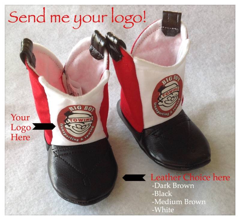 Ihr Logo Hier Baby Cowboy Boots Mit Leder | Neugeborenen Größe Bis 24 Monate von 2Fab