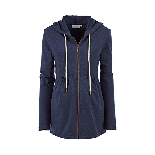 2HEARTS Umstands- und Still-Jacke Athleisure, Oberteil für Damen, Umstandsmode Herbst/Winter, Hoodie, Baumwoll-Mix, Blau von 2HEARTS