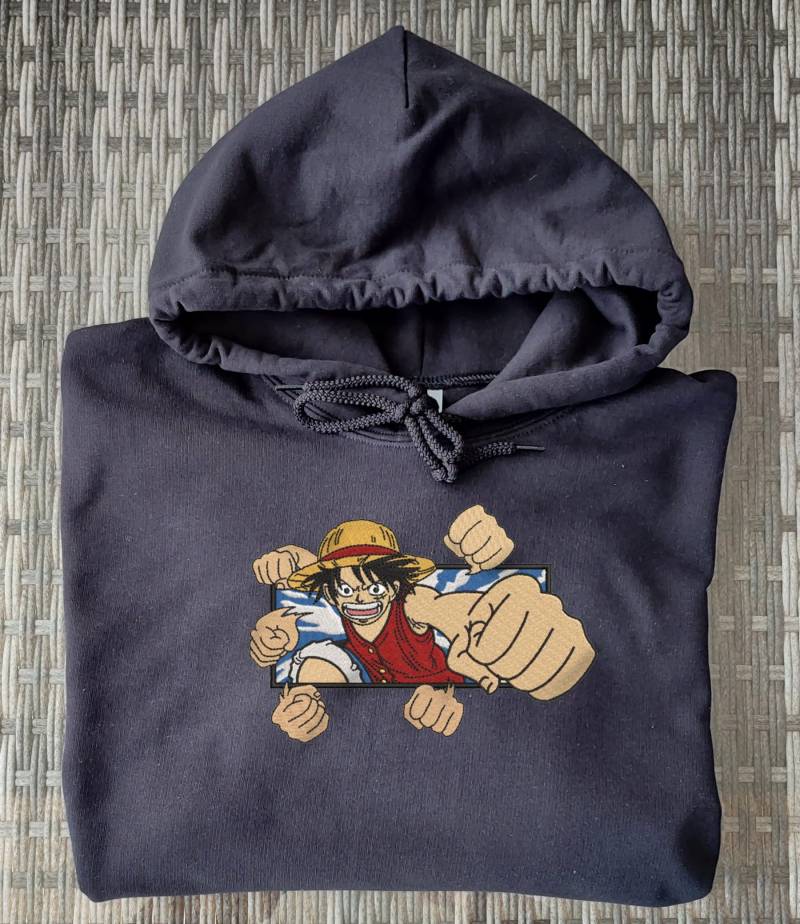 Monkey D. Ruffy One Piece - Bestickter Pullover, Hoodie, T-Shirt Besticktes Design, Embroidery Anime Inspiriert von 2HandEmbroidery