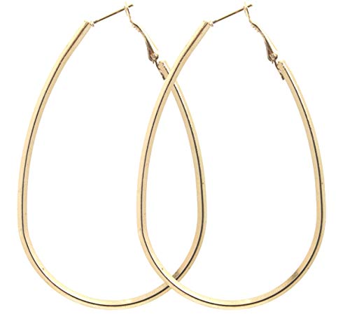 2LIVEfor Große Ohrringe Creolen oval Gold Hoop Earrings Ohrhänger Hoops Creolen sehr Groß Riesig Tropfenform Schlicht Modern Creolen XXL von 2LIVEfor