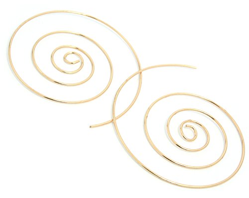 2LIVEfor Ohrringe Creolen Silber Gold Groß 50 mm Ohrhänger Design Spirale Schnecke Hoop Creole Rund Ethno Style (Gold) von 2LIVEfor