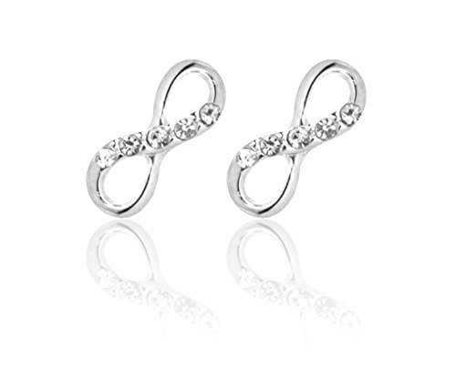 2LIVEfor Ohrringe Infinity Schleife Versilbert Vergoldet Rosegold Ohrstecker Glitzer Silber Zirkonia Ohrringe Unendlichkeit Liebe Ewig Freundschaft (Silber) von 2LIVEfor