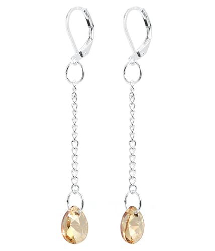 2LIVEfor Ohrringe Swarovski Elements Kristalle Gelb Gold Ohrringe silber lang hängend Versilbert Stab Ohrringe Glitzer-Steine Tropfenform Ohrhänger Ketten modern von 2LIVEfor