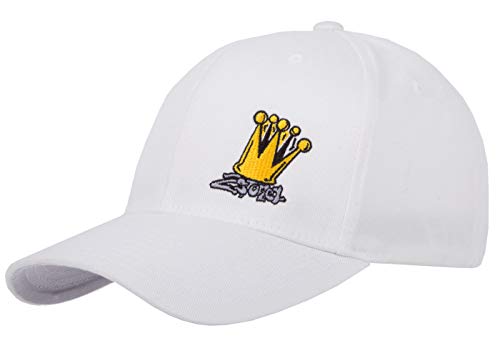 2Stoned Flexfit Baseball Cap Classic Weiß mit Stick Crown Größe S/M (56cm - 58cm) für Damen, Herren und Jugendliche von 2Stoned