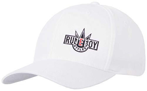 2Stoned Flexfit Baseball Cap Classic Weiß mit Stick Rudeboy Größe L/XL (58cm - 60cm) für Damen und Herren von 2Stoned