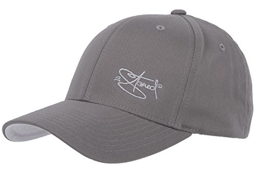 2Stoned Flexfit Cap Classic Fullcap Grau mit Stick Kindergröße Youth (53 cm - 55 cm) für Jungen und Mädchen von 2Stoned