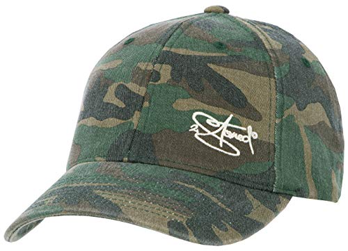 2Stoned Flexfit Baseball Cap Washed Camo Green mit Stick Größe L/XL (59 cm - 61 cm) für Damen und Herren von 2Stoned