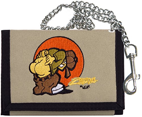 2Stoned Geldbörse Unisex in Beige mit Kette und Karabiner, Stickmotiv Kiss, aus Polyester von 2Stoned