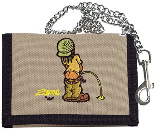 2Stoned Geldbörse Unisex in Beige mit Kette und Karabiner, Stickmotiv Pi-Boy, aus Polyester von 2Stoned