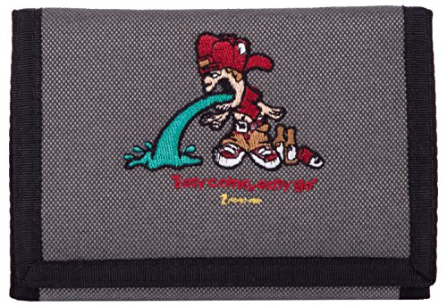 2Stoned Geldbörse Wallet Unisex Anthrazit mit Klettverschluss, Stickmotiv Easy Come Easy Go, aus Polyester von 2Stoned