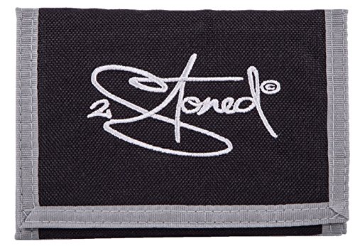 2Stoned Geldbörse Wallet Unisex Schwarz mit Klettverschluss, Stick Classic Logo, aus Polyester von 2Stoned