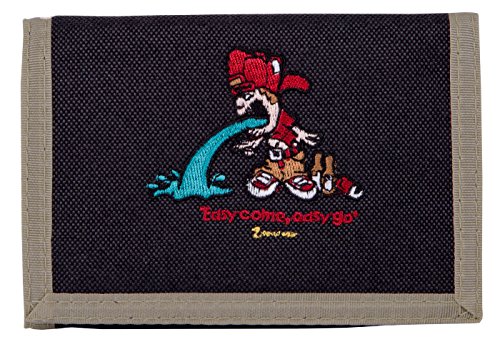2Stoned Geldbörse Wallet Unisex Schwarz mit Klettverschluss, Stickmotiv Easy Come Easy Go, aus Polyester von 2Stoned