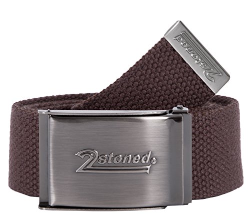 2Stoned Geldgürtel Money Belt Braun 4 cm breit Matte Schnalle Speed für Damen und Herren von 2Stoned