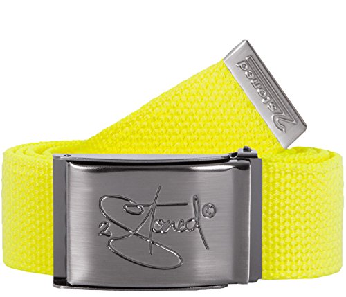 2Stoned Geldgürtel Money Belt in Neon-Gelb 4 cm breit Matte Schnalle + Flaschenöffner für Damen und Mädchen von 2Stoned