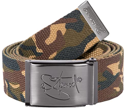 2Stoned Gürtel Stoffgürtel Desert Camo, matte Schnalle Classic, 4 cm breit, Koppelgürtel für Damen und Herren von 2Stoned