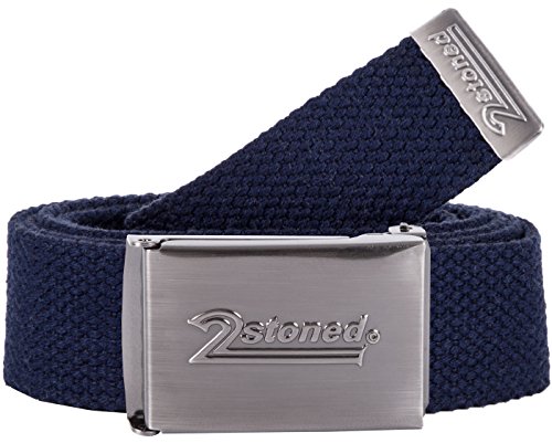 2Stoned Hosengürtel Textilgürtel mit Gürtelschnalle Speed Matt in Navy 3 cm breit für Damen und Herren von 2Stoned