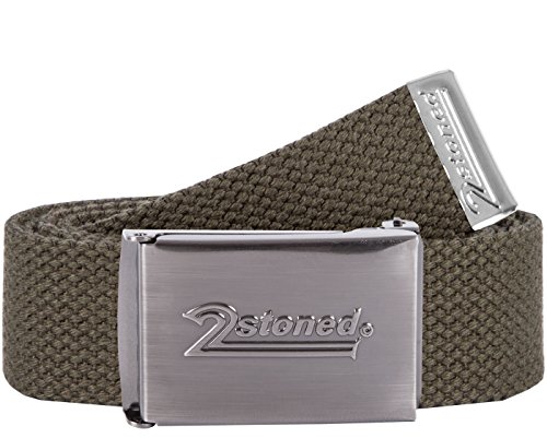 2Stoned Hosengürtel Textilgürtel mit Gürtelschnalle Speed matt in Olive 3 cm breit für Damen und Herren von 2Stoned