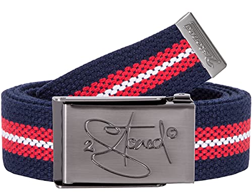 2Stoned Koppelgürtel Stoffgürtel Navy-Rot-Weiß, matte Schnalle Classic, 3 cm breit für Damen und Herren 2Stoned Koppelgürtel Stoffgürtel Navy-Rot-Weiß, matte Schnalle Classic, 3 cm breit für Damen und Herren von 2Stoned