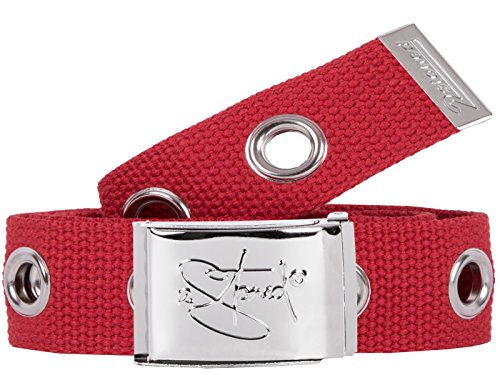 2Stoned Nietengürtel Stoffgürtel 4cm mit Chromschnalle mit Flaschenöffner in Rot für Damen und Mädchen von 2Stoned