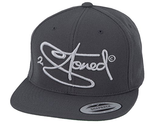 2Stoned Original Flexfit Snapback Baseball Cap Dark Grey mit 3D-Stick von 2Stoned