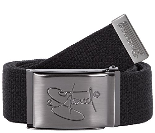 2Stoned Gürtel Koppelgürtel mit Flaschenöffner 4cm Matte Schnalle Classic in Schwarz für Damen und Herren von 2Stoned