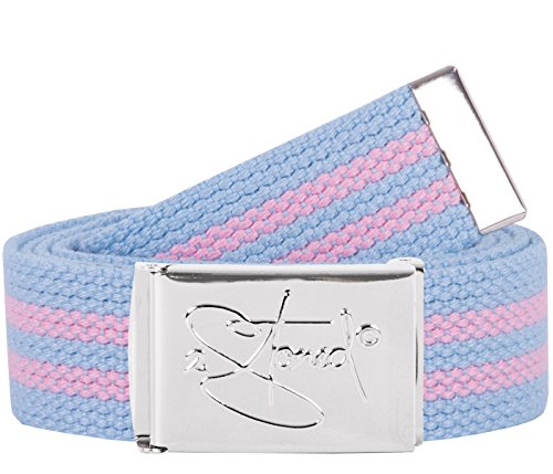 2Stoned Gürtel Canvas Belt Classic in Hellblau-Rosa 3 cm breit mit Chromschnalle für Erwachsene und Kinder von 2Stoned