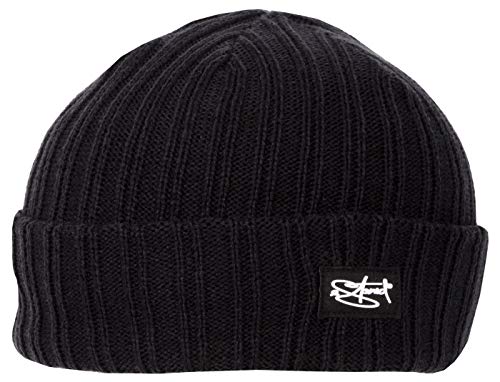 2Stoned Docker Mütze Rib Beanie Cap Deluxe Schwarz 4-Panel Style in Einheitsgröße für Damen, Herren und Kinder von 2Stoned